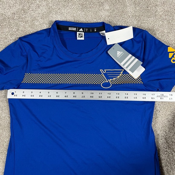 St. Louis Blues Adidas Women's S Blue Aeroready Training Performance T-Shirt NWT - Picture 8 of 8